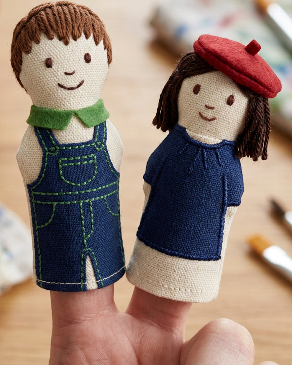 Fivt Community Character Fabric Finger Puppets Set of 8 - Detail view