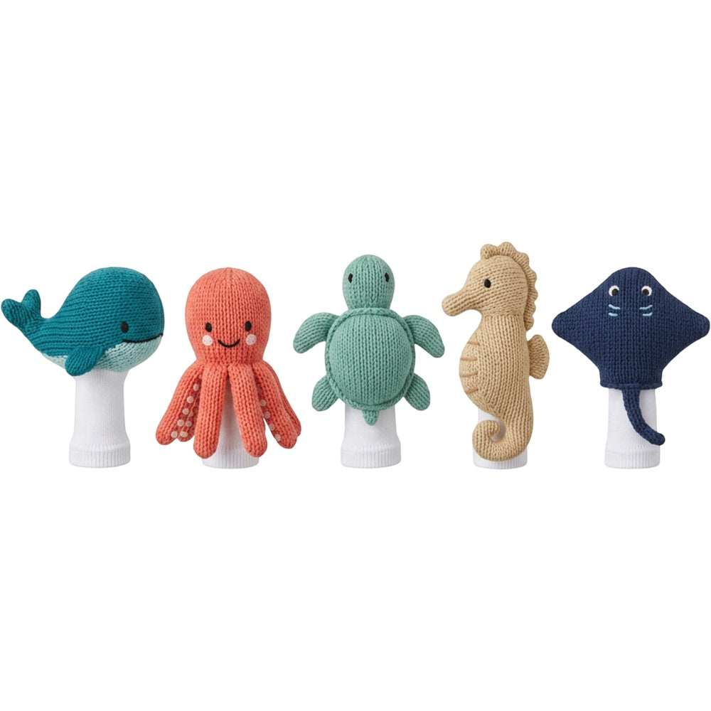 Fivt Knitted Ocean Creature Finger Puppets Set of 5 - Product view
