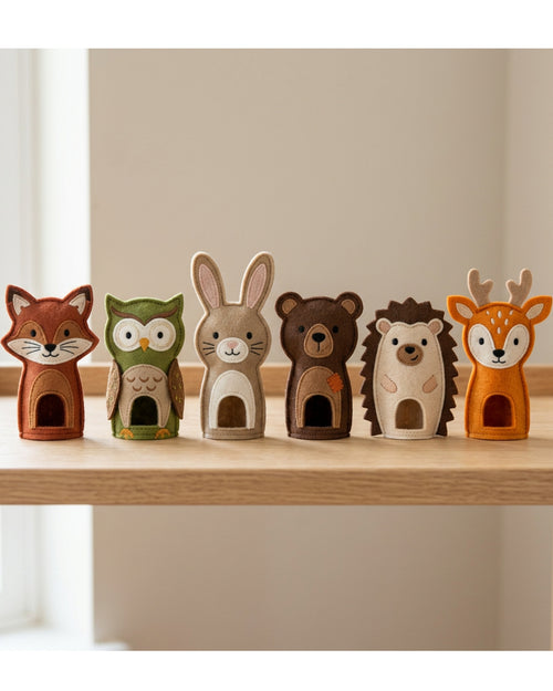 Fivt Woodland Animal Felt Finger Puppets Set of 6 - Lifestyle view